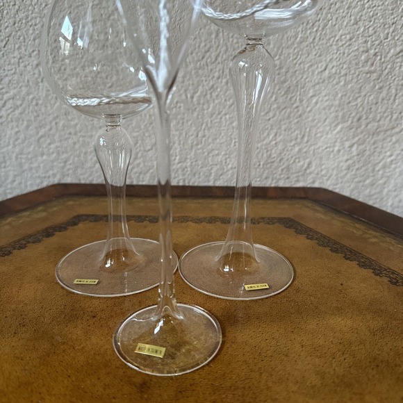 Vintage Art Glass Oil Lamp 3 Pc Set Hand Blown Clear Glass *READ - Picture 2 of 5